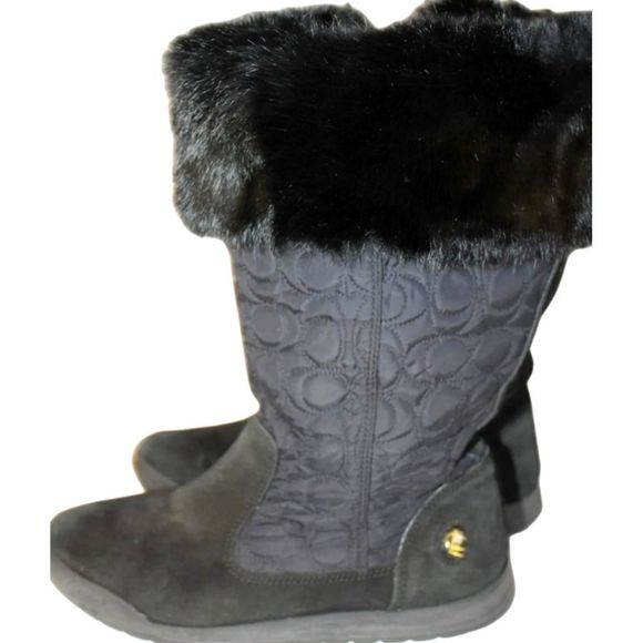 Sale Coach Talen Quilted Suede w Zipper Winter Boots Faux fur 7.5 - Picture 6 of 13